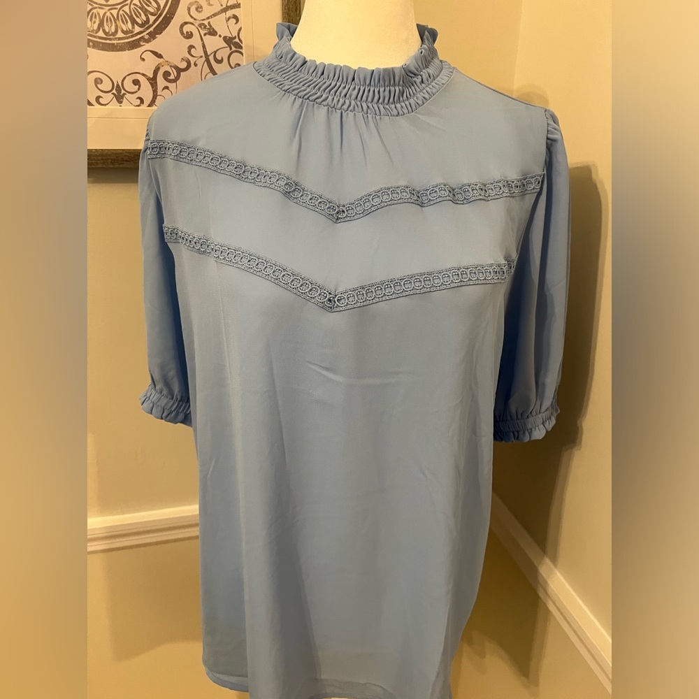 Lt blue Chiffon LOFT blouse.  XL NWT, matching jacket also for sale